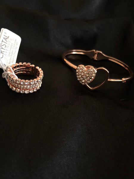 Crystal Studded Heart Bracelet