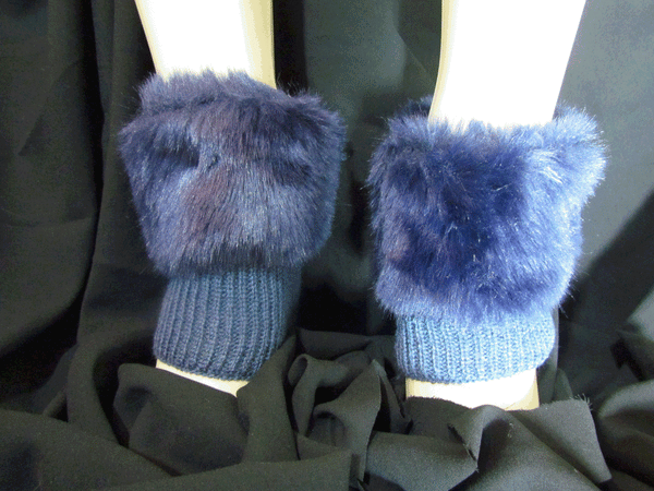 Navy Fox Furr Booties