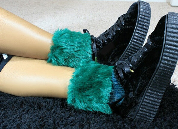 Green Faux Furr Booties